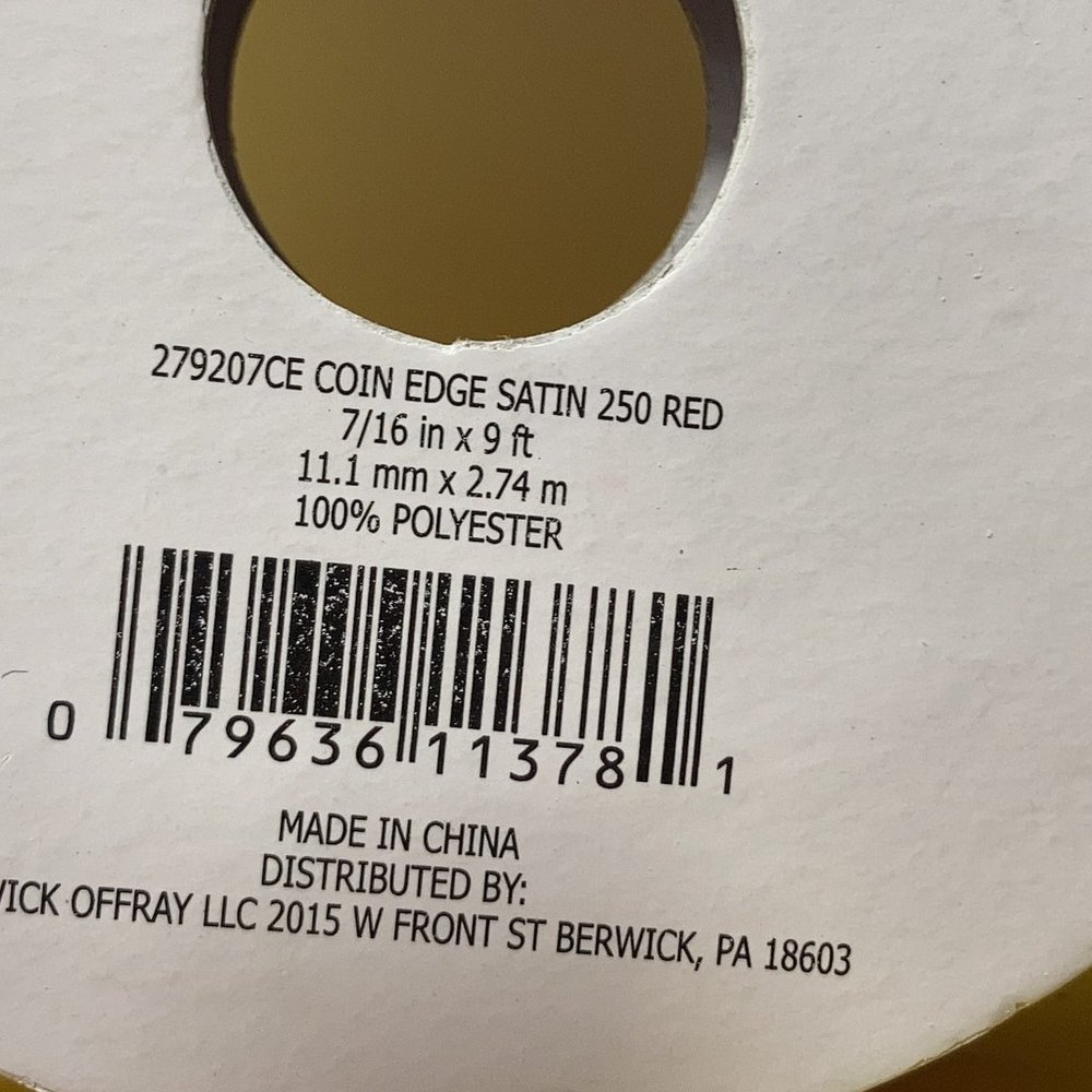 5 Coin Edge Ribbon Solid Red - Picture 10 of 15